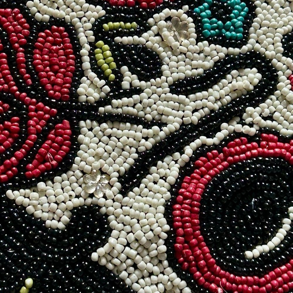 Beaded Skull Design Placemat - Black and Multicolor - Picture 3 of 6